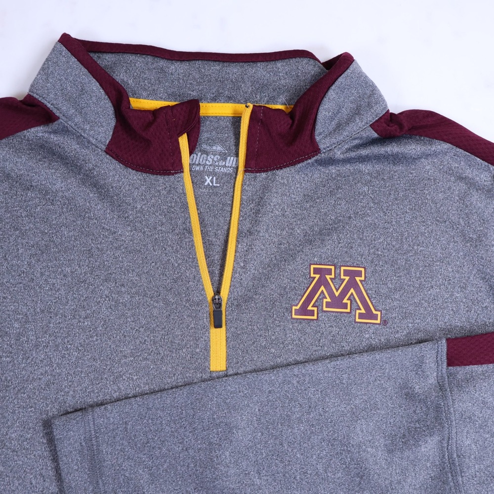 Colosseum Minnesota Golden‎ Gophers Quarter Zip Pullover XL Gray Maroon Mens